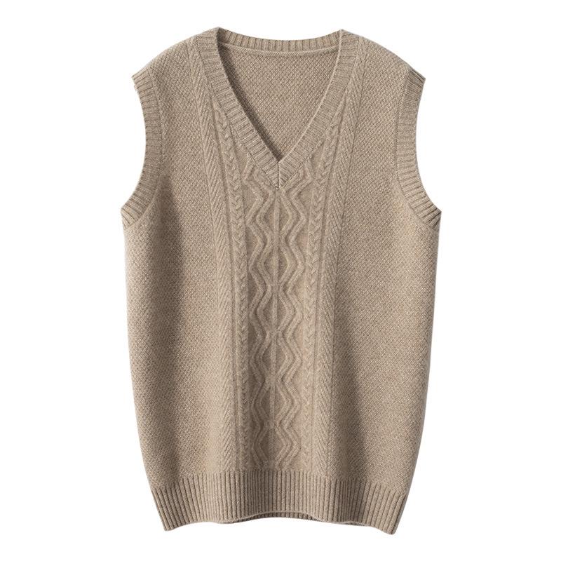 Pánský kašmírový bezrukávový pulovr s výstřihem do V: Podzimní/Zimní Hrubý Svetr Plus Size