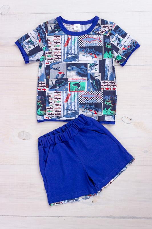 

Літній комплект для хлопчиків – М яка футболка та шорти з кишенями, Літо, 5021-002 HC 80 powder синього кольору