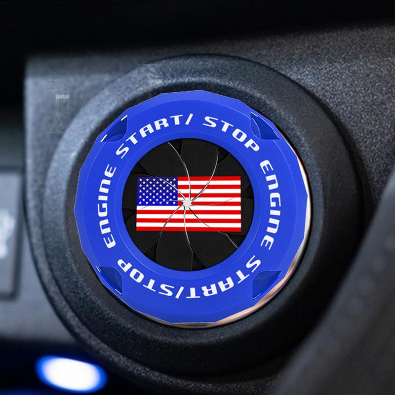 Car Engine Start Button Cover Independence Day Flag Design Start Stop Button Cover Protector Anti-Scratch Car Engine Start