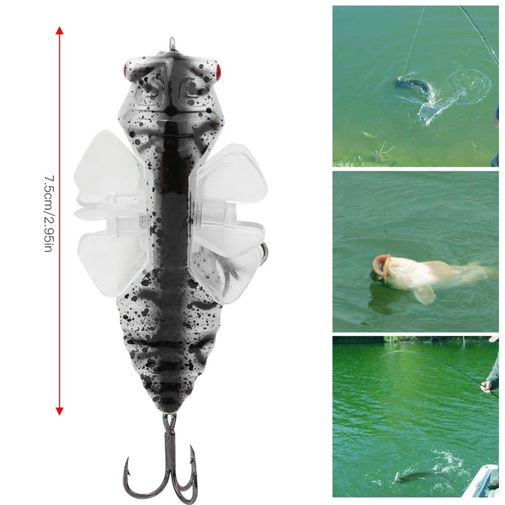2PCS with RTreble Hook Cicada Fish Catcher 7.5cm Length Artificial Fishing Lure  Lake Fishing