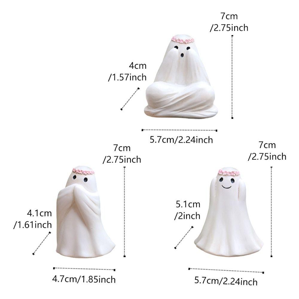 3pcs Resin Halloween Ghost Decor Set Cute Ghost Art Sculpture Ghost Statue  Fish Pond