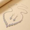 3 Piece Women Rhinestone Necklace Earring Set Luxurious Sparkling Copper Plated Leaves Fashionable Elegant High Accessories