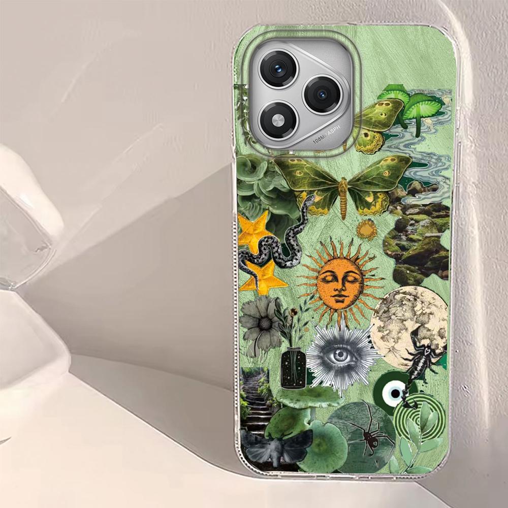 Green Sun Face Planet Fruit Trendry Phone Case for Honor 400 200 Smart Pro Magic7 6 5 Lite X9a X9c X8b X8a X8c X7c Shell Cover