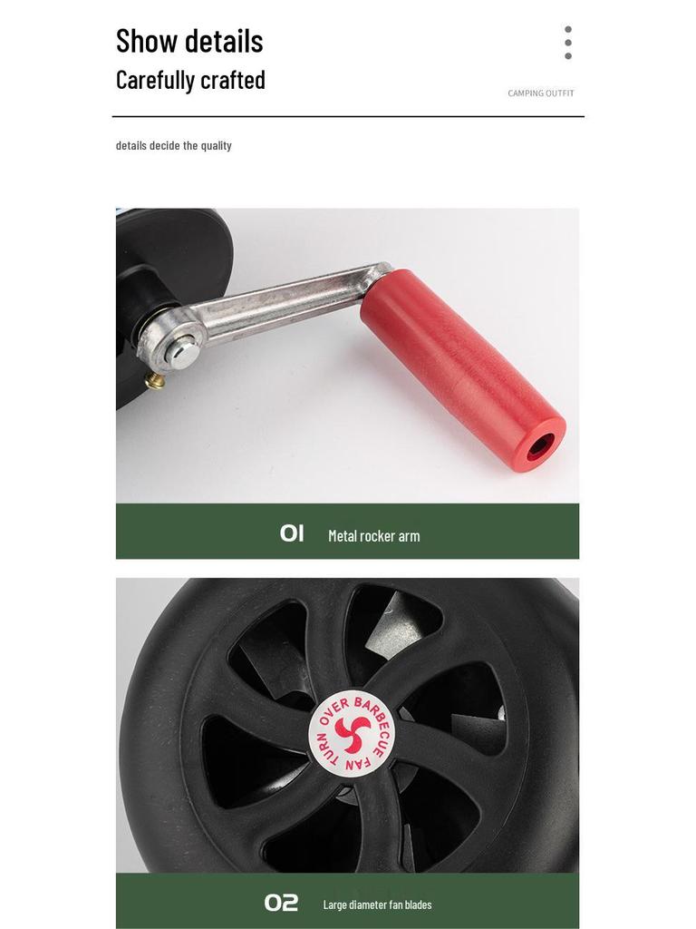 Hand-Cranked Mini Barbecue Blower for Outdoor Grilling and Kebab Cooking