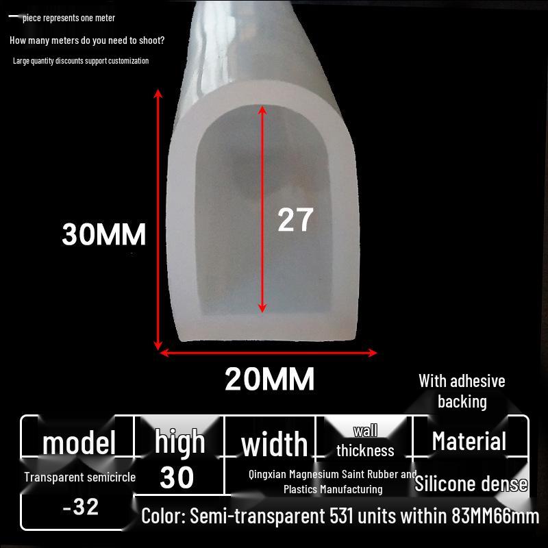 Samolepicí silikonový těsnicí profil ve tvaru D: Vysokoteplotně odolná, nárazuvzdorná, zvukotěsná, průhledná těsnicí lišta na dveře a okna.