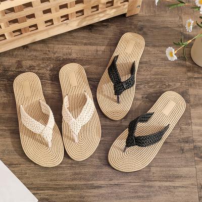 Women's Imitation Hemp Rope Flat Bottomed Beach Flip Flops