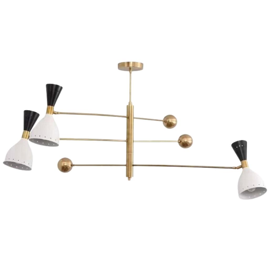 3 Licht Counterball Anhänger Mid Century Modern Rohmessing Sputnik Leuchte