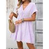 2026 Summer New Women's V-neck Loose Casual Short-sleeve Plaid Dress