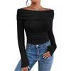 2026 European & American Sexy Off-Shoulder Slim Long-Sleeve Women's Top