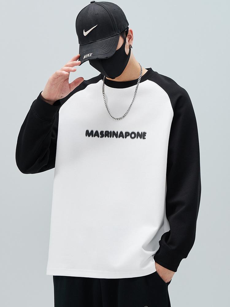 

Crew Neck Long Sleeve T-Shirt Men s Sweater Fashion Men s Bottom Shirt Trendy Fat Fat Guy Loose XXXL білий