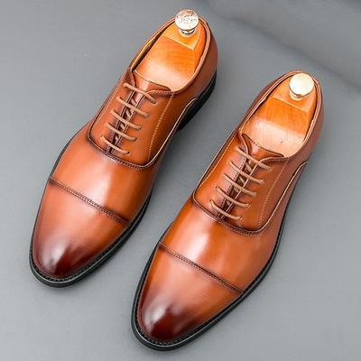 Nouvelles Chaussures Oxford Classiques Pointues Marron pour Homme Patchwork Lacets Chaussures Formelles Mariage Bal Robe Retour aux Sources Fête