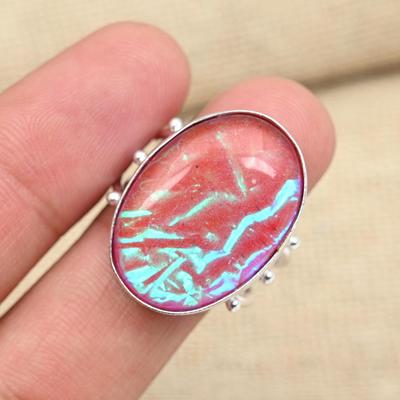 Anello commemorativo di gioielli fatti a mano in argento sterling 925 con pietra preziosa viola tripletta opale