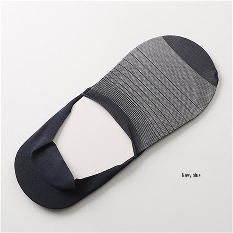 

Мужские низкие носки-невидимки из ледяного шелка - Тонкие, подошва из чистого хлопка, влагоотводящие, противоскользящие, универсальные. One Size темно-синий