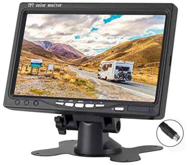 OBEST LCD 24V to 12V Remote Control Direct Power Backup Dual Video Headrest Monitor Frame 7-inch On-Dash Monitor, Compatible, Switchable, Connection,