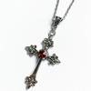 Adjustable Gothic Cross Pendant Necklace - Alloy Statement Jewelry with Rhinestone Detail, Punk Unisex Chain for Women and Men