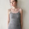 Cashmere Grey Spaghetti Strap Camisole for Women - Slim Fit, Warm Wool Vest for Spring, Autumn, Winter
