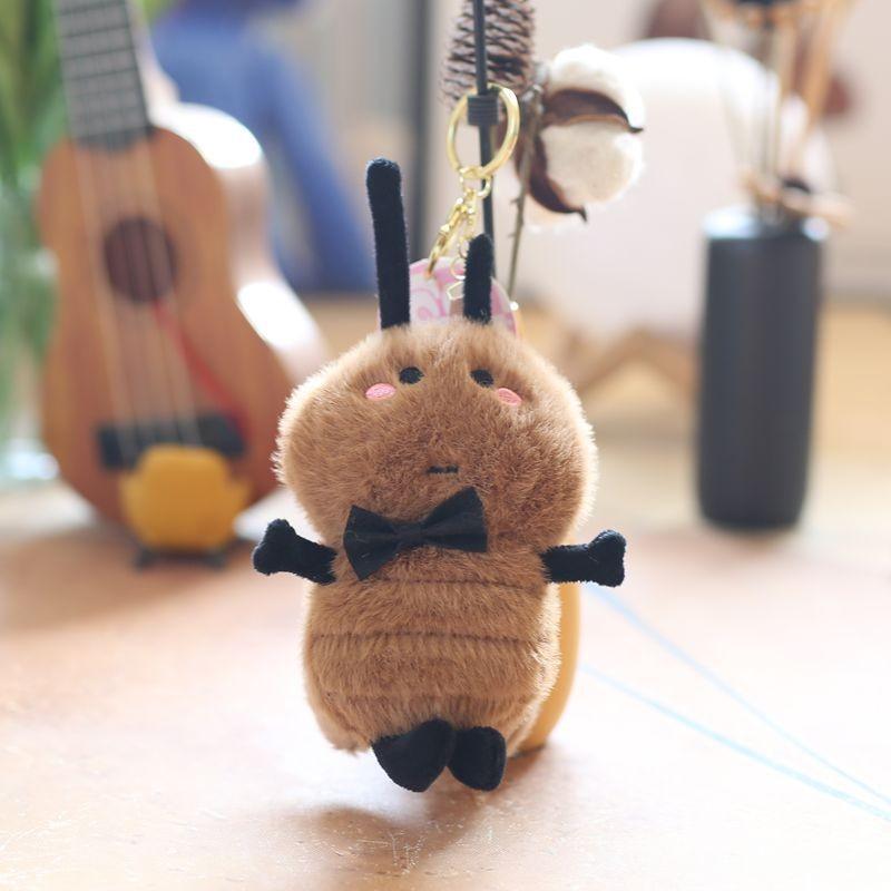 Cute Mini Plush Cockroach Doll Keychain With Ultra Soft Short Fur Material