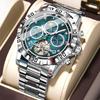 POEDAGAR Fashion Luxury Men Watch Automatic Date Week Man Wristwatch Hollow Tourbillon Mechanical Stainless Steel Men's Watches