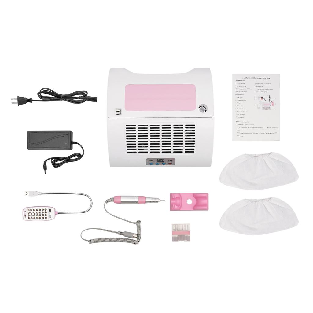 5 in 1 Nail Lamp, Nail Dust Collector with Nail Drill Hand Rest and LED Desk Lamp, LED Nail Lamp for Gel Polish for Nail Salon