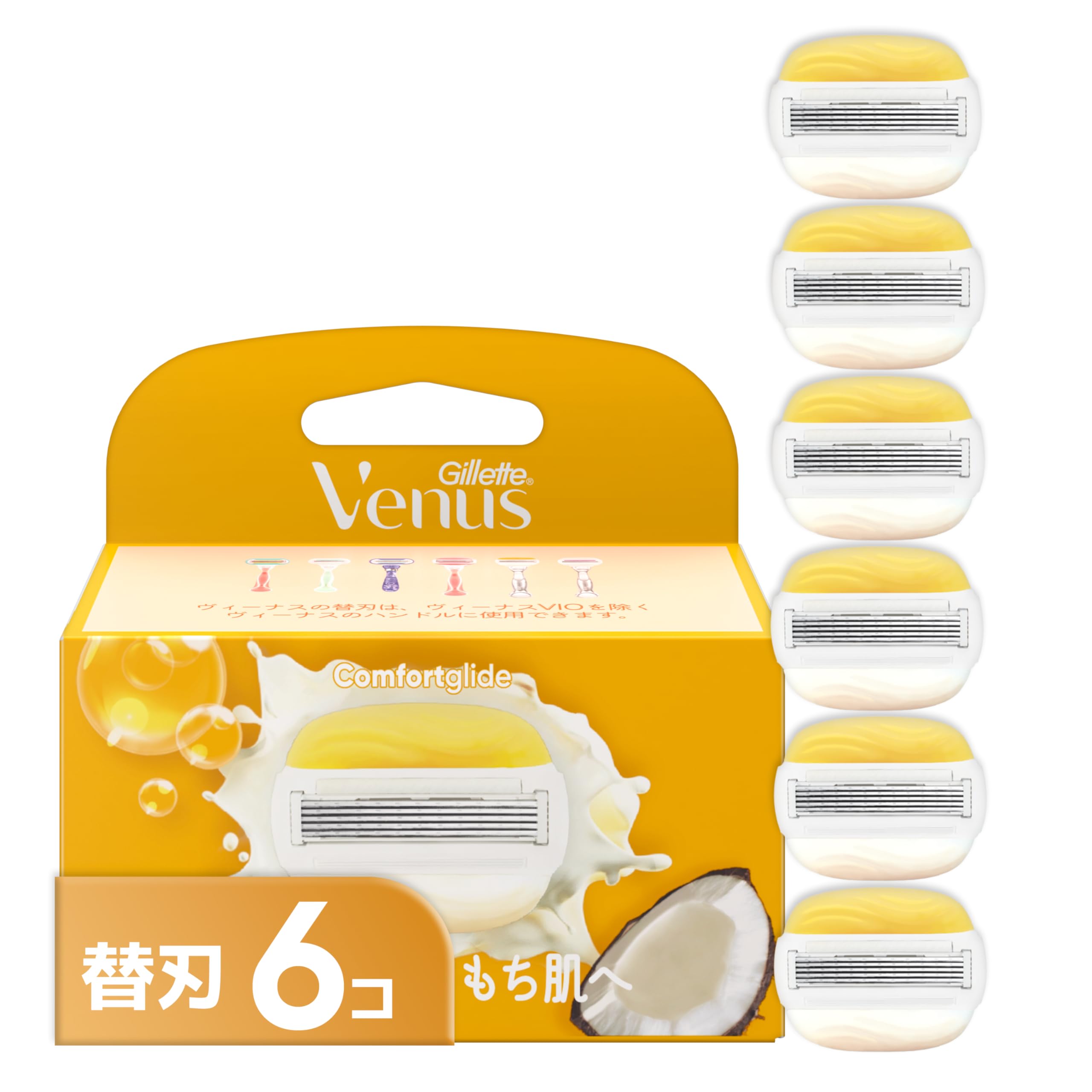 

Бритва Gillette Venus для Поставляется с Кокосом Для Увлажнения 6 Сменных Комфортное Скольжение Женщины, Мыло, Аромат, Кожа, Лезвия,