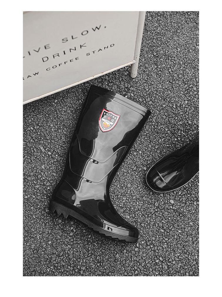 Men's Mid-High Waterproof Rain Boots - Non-Slip Rubber Shoes for Outdoor, Kitchen, or Construction Use