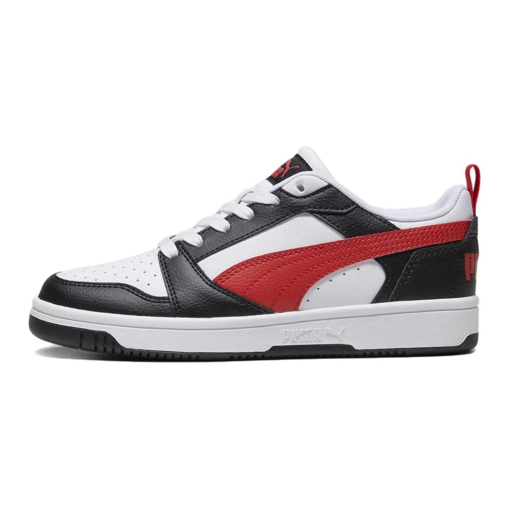 Puma Rebound V6 Lo Kids Skate Shoes Kids Sneakers Black White Red 393833-04