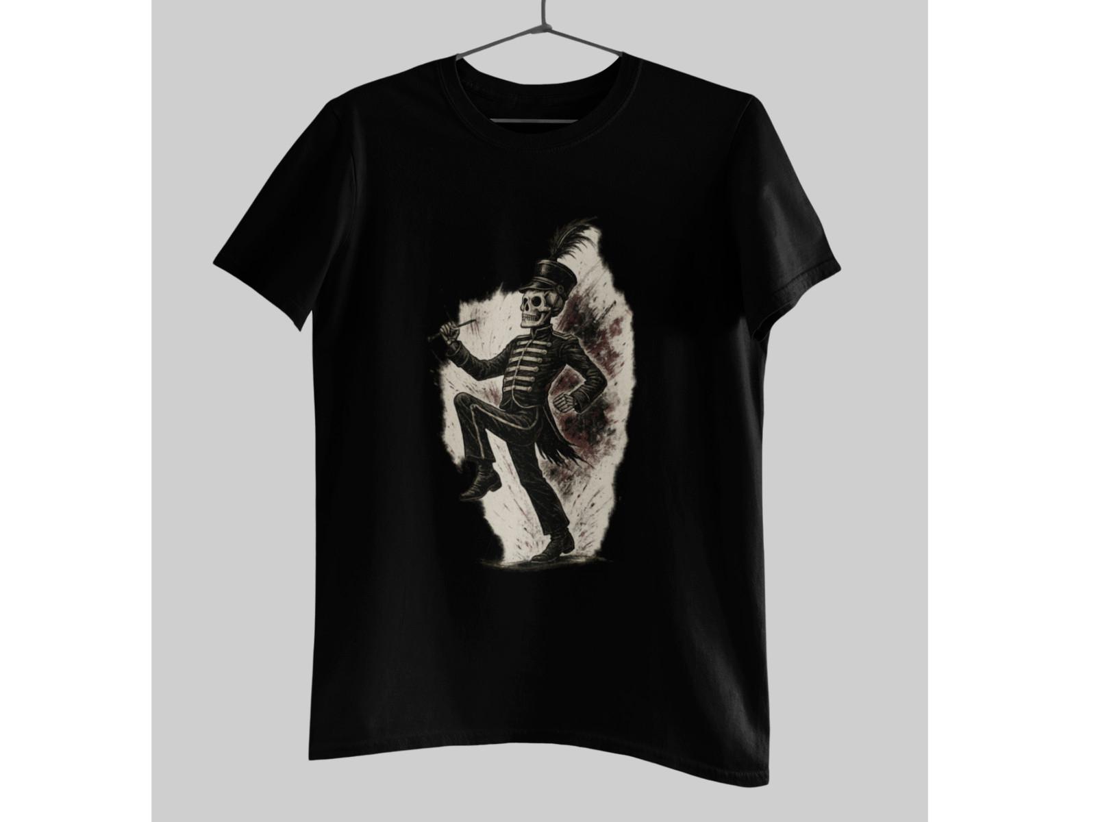 Skeleton Band Leader T-Shirt | Gothic Marching Skull Vintage Illustration S разноцветный