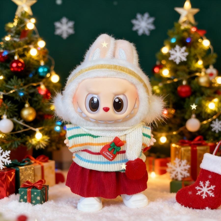 Clothes Only - Suitable for Labubu Baby Clothes, One, Two and Three Generations of Labubu Pendant Dolls Can Wear Christmas Baby Clothes Set