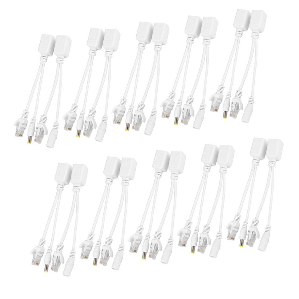 10 Pair IP Camera POE RJ45 Cable Power Over Ethernet Adapter Injector Splitter DC 12 V