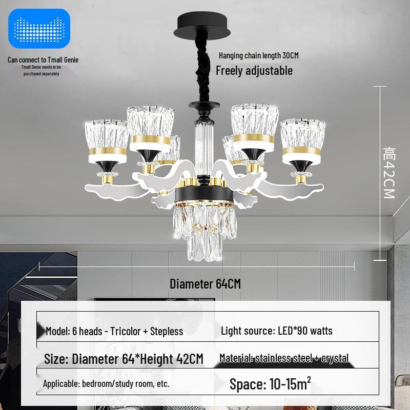Chinese Style Luminous Crystal Chandelier: Modern Luxury Lighting for Living Rooms and Halls