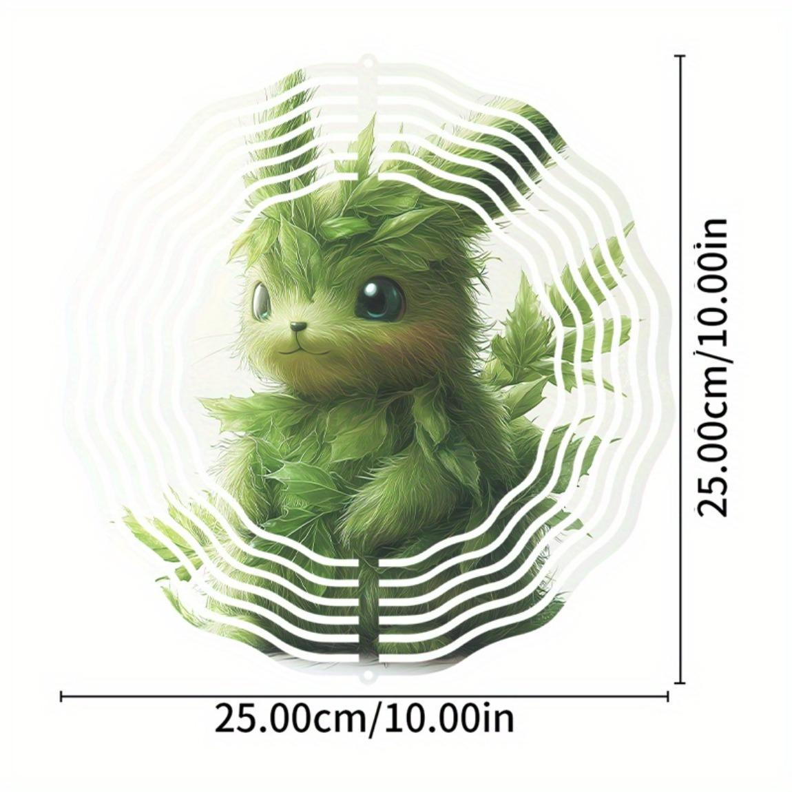 

10-дюймовый металлический колокольчик в форме листа с милым кроликом – лазерная резка, вращающийся на 360° крючок для декора сада на улице/в помещении, всесезонное патио 01A