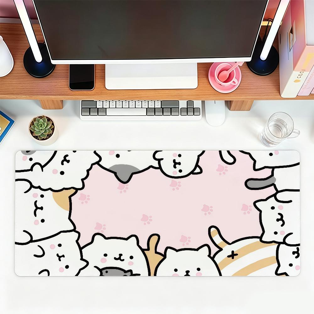 Kawaii Cartoon Pixel Kitten Mouse Pad For Office Gaming And Keyboards NonSlip Large Waterproof