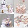 Butterflies Topper 10Pcs Cake Decoration Golden Pink Insert Card Creative Birthday Wedding Dessert Party Table Decor 3D Supplies
