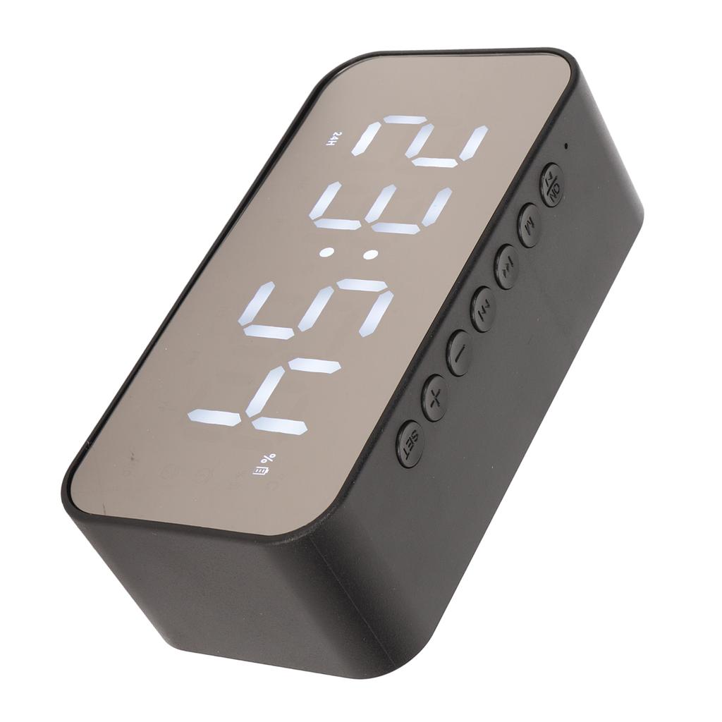Wireless Speaker Stereo Sound Noise Cancelling Temperature Display Voice Broadcast FM Radio Mirror Alarm Clock