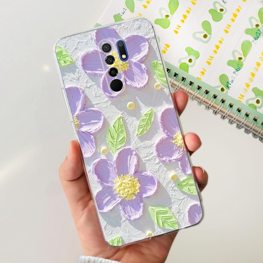 For Xiaomi Redmi 9 Case 6.53" Cover For Redmi 9 Flower Butterfly Transparent Silicone Soft Phone Covers For Redmi 9 Prime Bumper