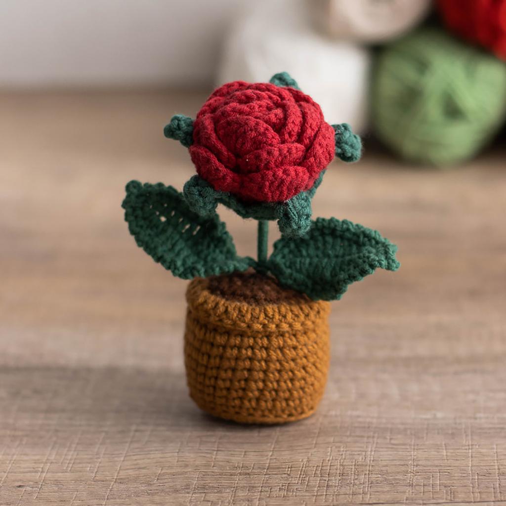 Háčkovaný slunečnicový košík Ručně pletené simulované slunečnice Květináčové ozdoby Sváteční dárky