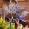1pc Wing Flapping Metal Brown Gray Owl Yard Stake Rocking Wind Whirly Animal Decor Ornaments Bomber Model Art Garden Plug