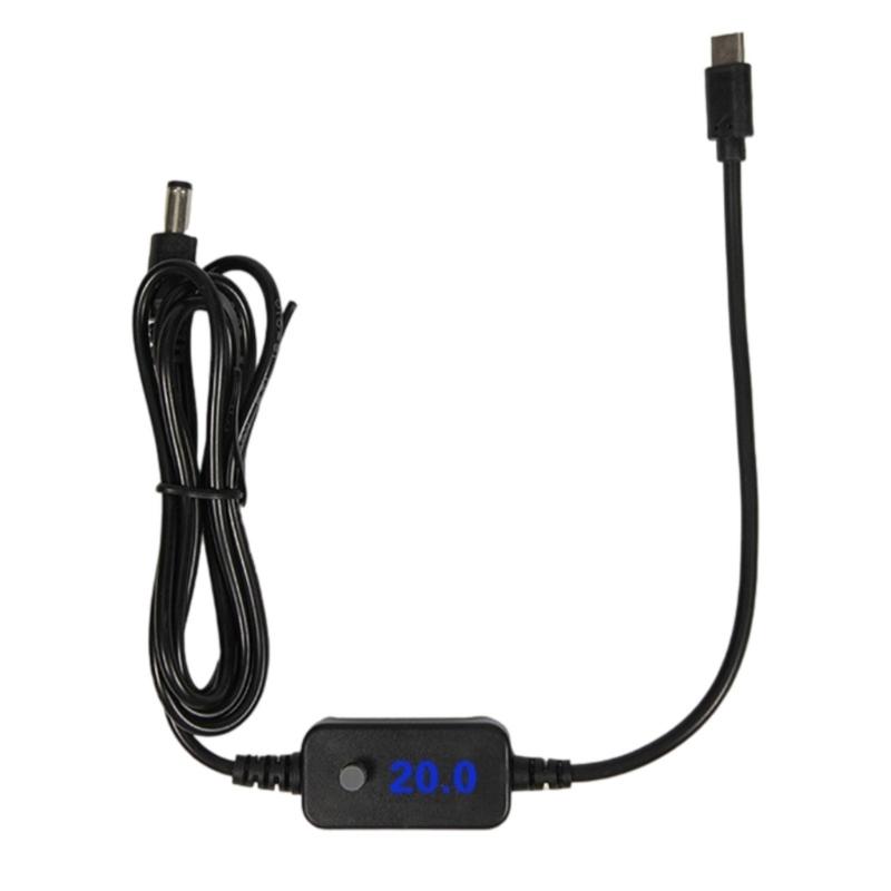 

100CM Type C to DC5.5x2.5mm Charging Wire 65W Powerful and 5V 9V 12V 15V 20V Adjusment with Led Light 1