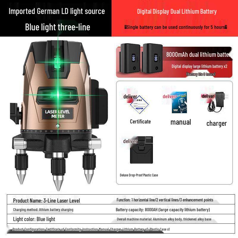 High-Precision 35-Line Outdoor Green Laser Level with Digital Display and Automatic Self-Leveling