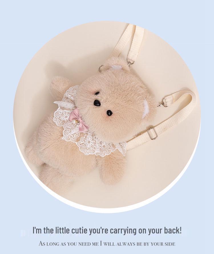Zaino peluche Duo Gatto e Pecora che Corrono con Bambole Orso e Ape