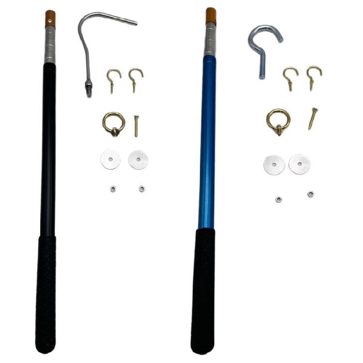 Retractable Attic Stair Pull Rod System Customizable Length Sturdy Metal Hooks Easy Installation Attic Stair Pull System