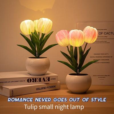 Tulip Table Lamp LED Bedside Lamp Simulation Flower Bouquet Bedroom Bedside Romantic Atmosphere Birthday Gifts Home Decor Lights