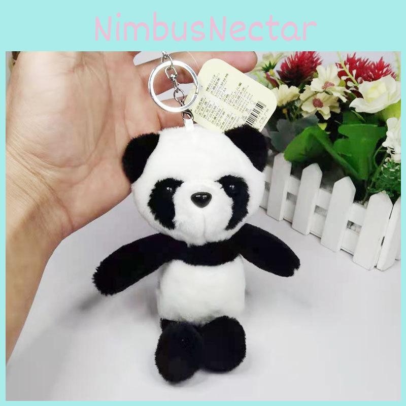 Sweet Panda Plush Doll Keyring Ultra Soft Short Fur Cute Keychain For Kids