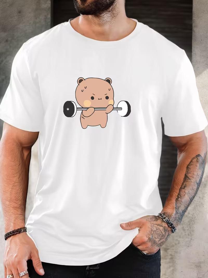 

Men s Bubu Dudu Gym Bear T-Shirt Funny Barbell Workout Graphic Cotton Tee Top 5XL різнокольоровий