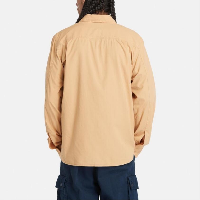 Timberland Simple Comfortable Solid Color Pointed Collar Long Sleeve Shirt Men Shirts Orange A42J5-EH3