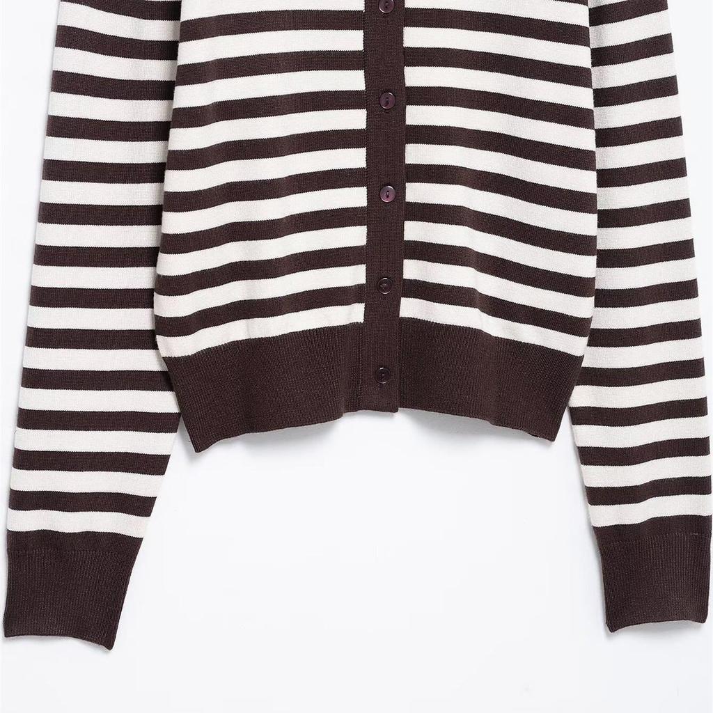 2025 Spring Women's Striped Knit Cardigan: Versatile, Casual, Round Neck