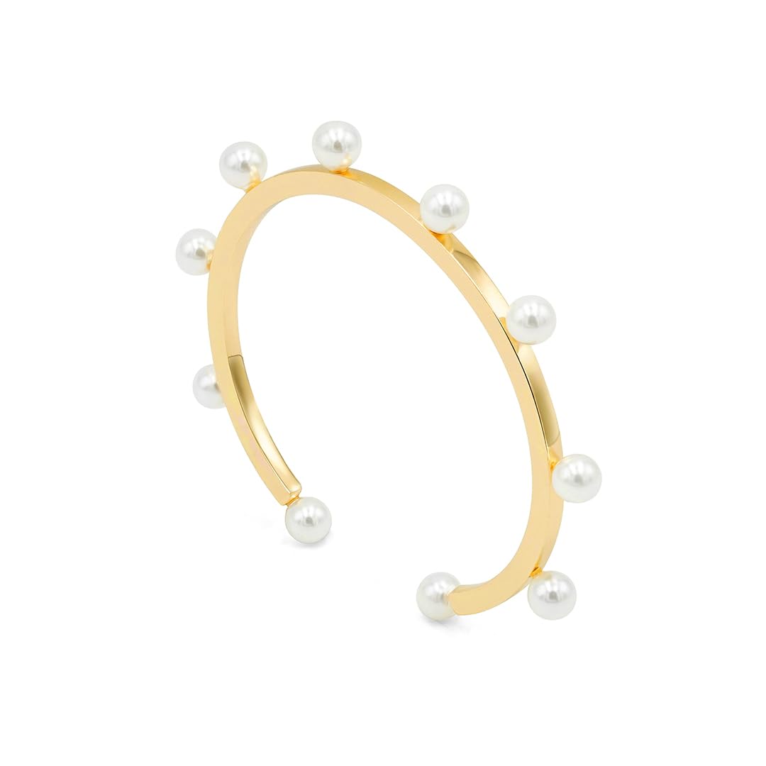 

Pearl Bangle Bracelet Gold for Women Elegant Design Accessory Perfect as a Gift [Takeda Jewelry] Pearl-like золотий