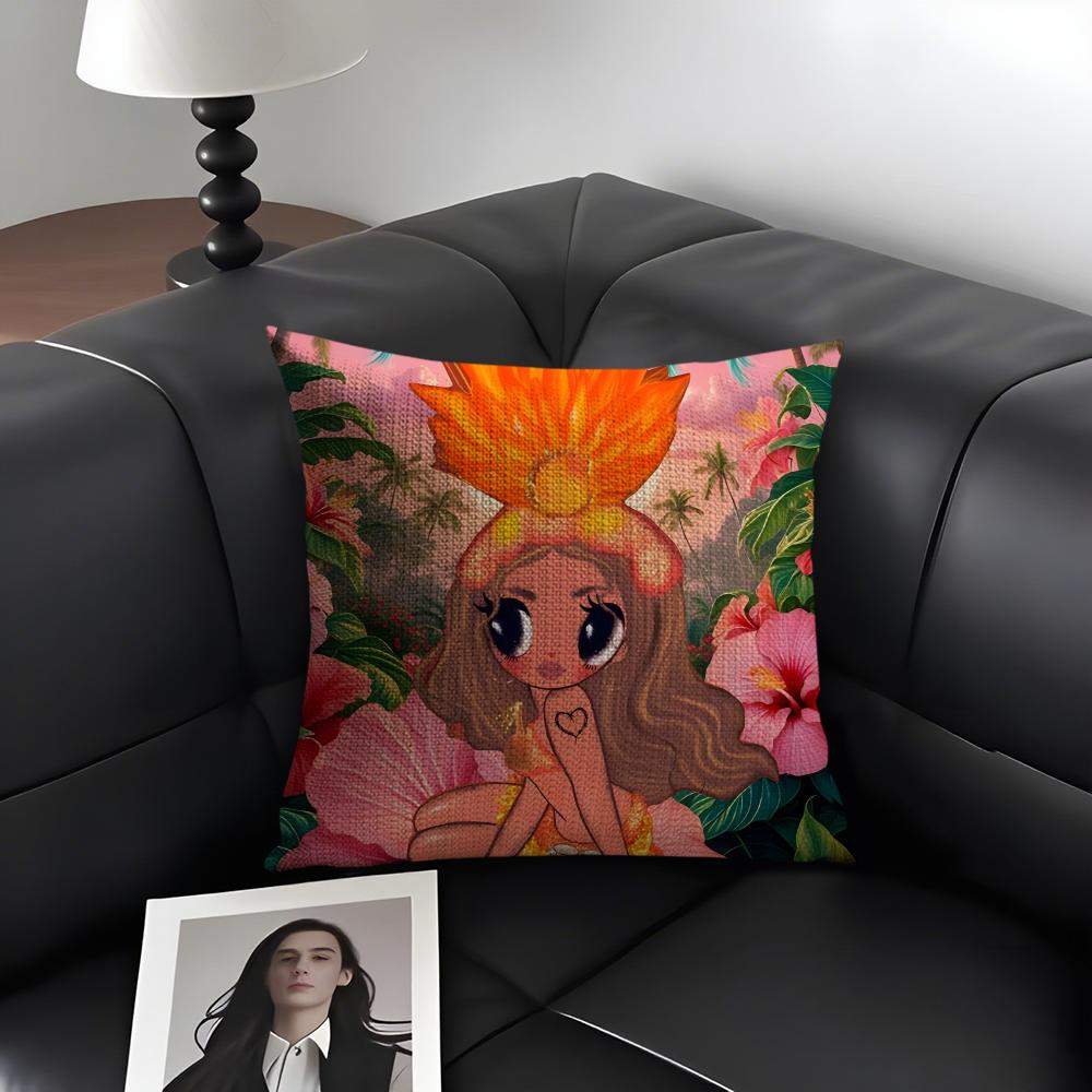 KKarol G TropicoquetA Sänger Kissenbezug Natürlicher Leinen Bio-Stoff Beidseitiger Druck Sofa Heimdeko Geschenk Kissenhülle