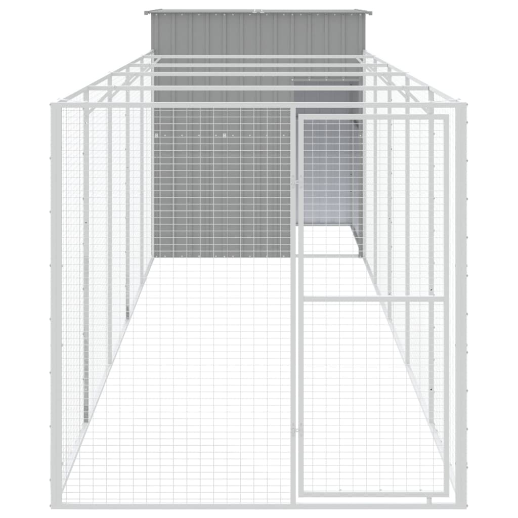 Dog House with Run Light Gray 165 x 659 x 181 cm Galvanized Steel