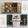 Estantería para inodoro mueble de baño unidad sobre WC con armario de 2 puertas y estante abierto, bambú